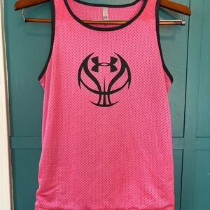 Under Armour Neon Pink Basketball/Sports Tank Lined Youth XL